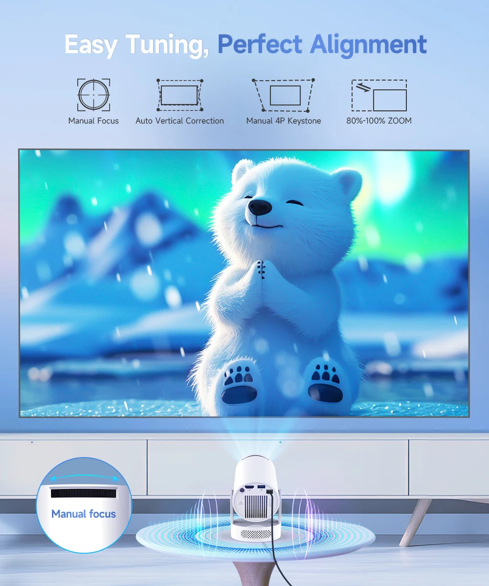 HY300 Pro + Ultra Projector 4K 720P Portable Projector with Wifi 6 BT5.4 Auto Vertical Keystone 5W Speaker 180 Rotation