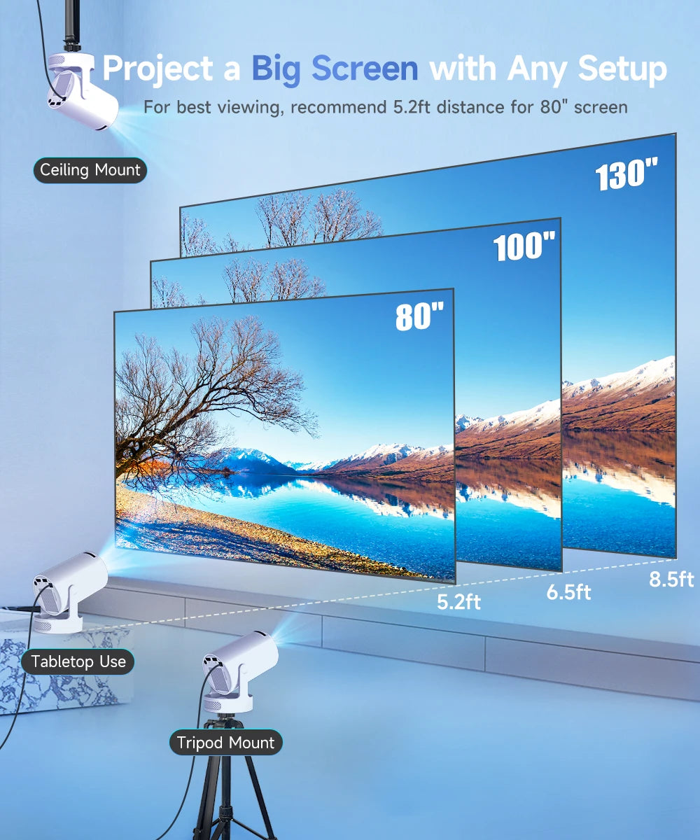 HY300 Pro + Ultra Projector 4K 720P Portable Projector with Wifi 6 BT5.4 Auto Vertical Keystone 5W Speaker 180 Rotation