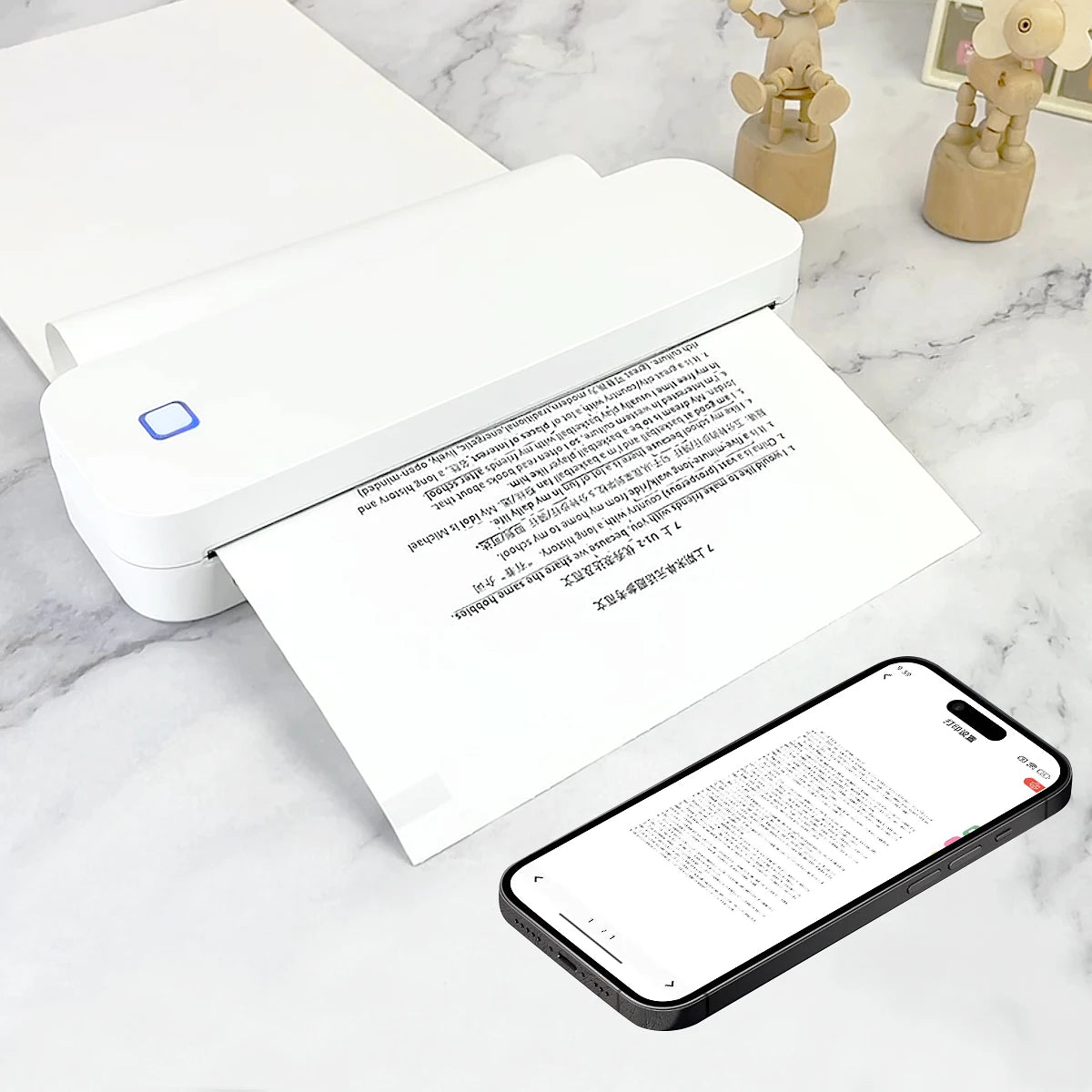 A4 Thermal Printer 203DPI Bluetooth Pocket Photo Document Printer Memo Note Tattoo Printing Wireless Inkless Thermal Printer